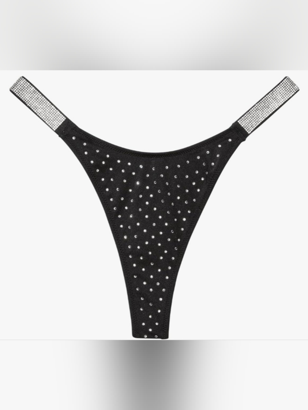 XS S M L XL XXL VS Swim Diamanté Shine Strap Thong Bikini Bottom Black